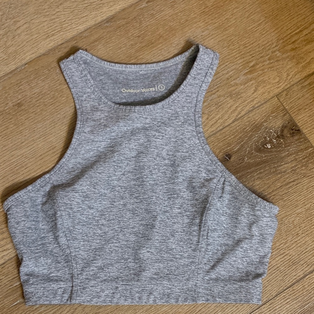 Outdoor Voices Light Gray High-Neck Active Crop
